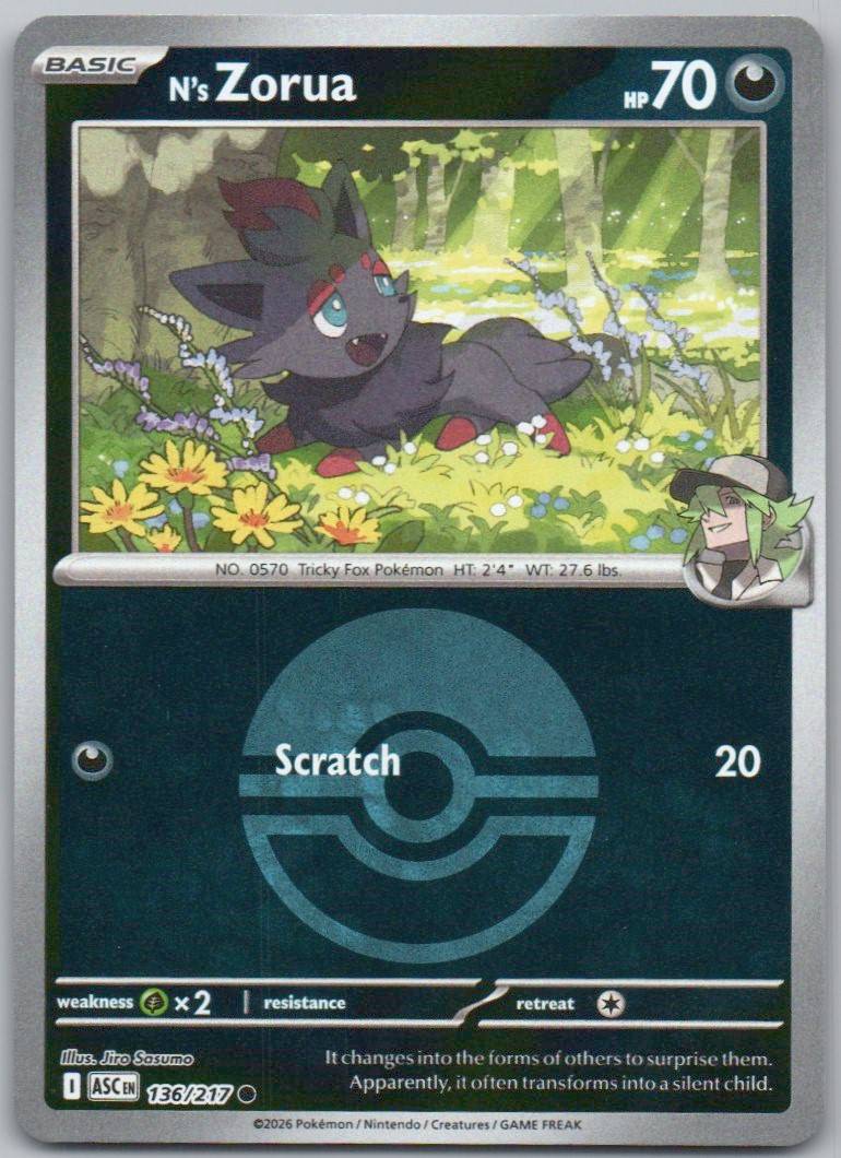 N's Zorua (Poke Ball) 136 NOR Card - Ascended Heroes