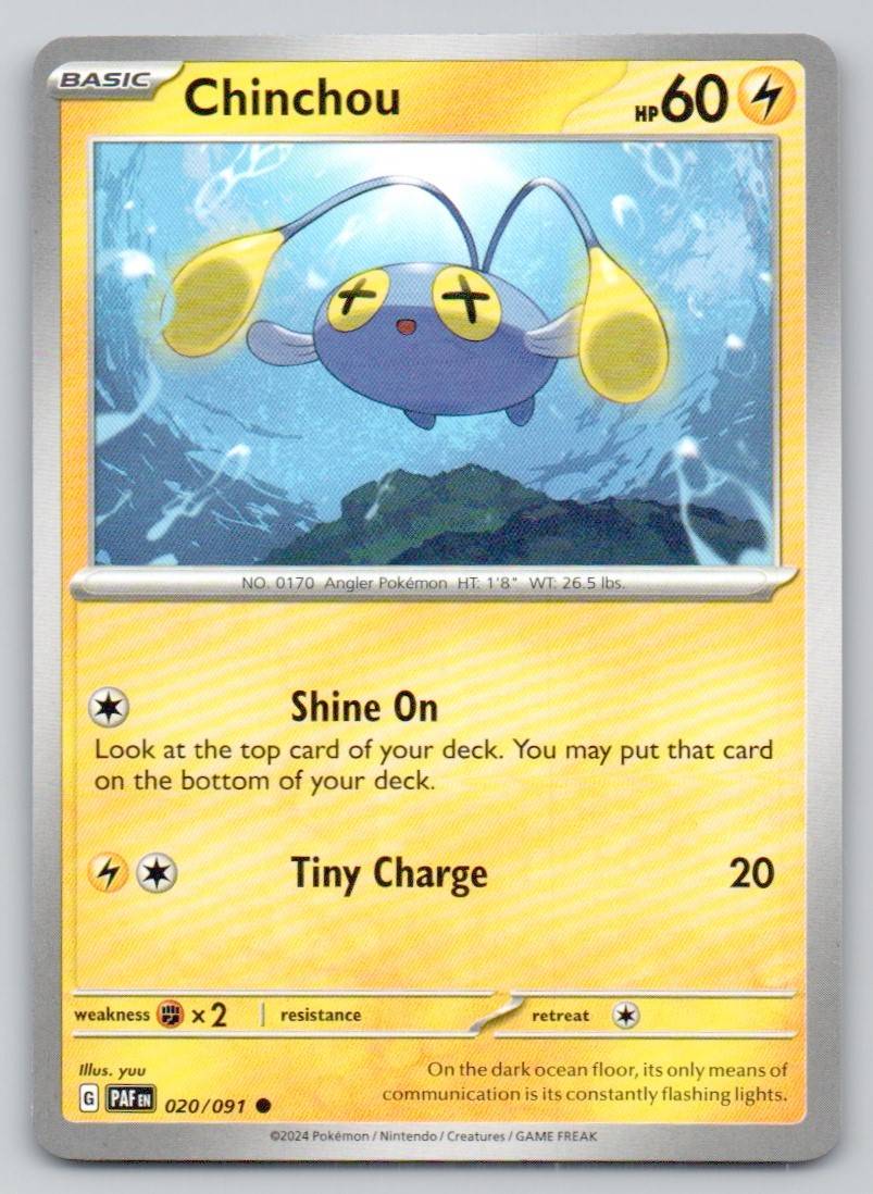 Chinchou 020 NOR Card - Paldean Fates