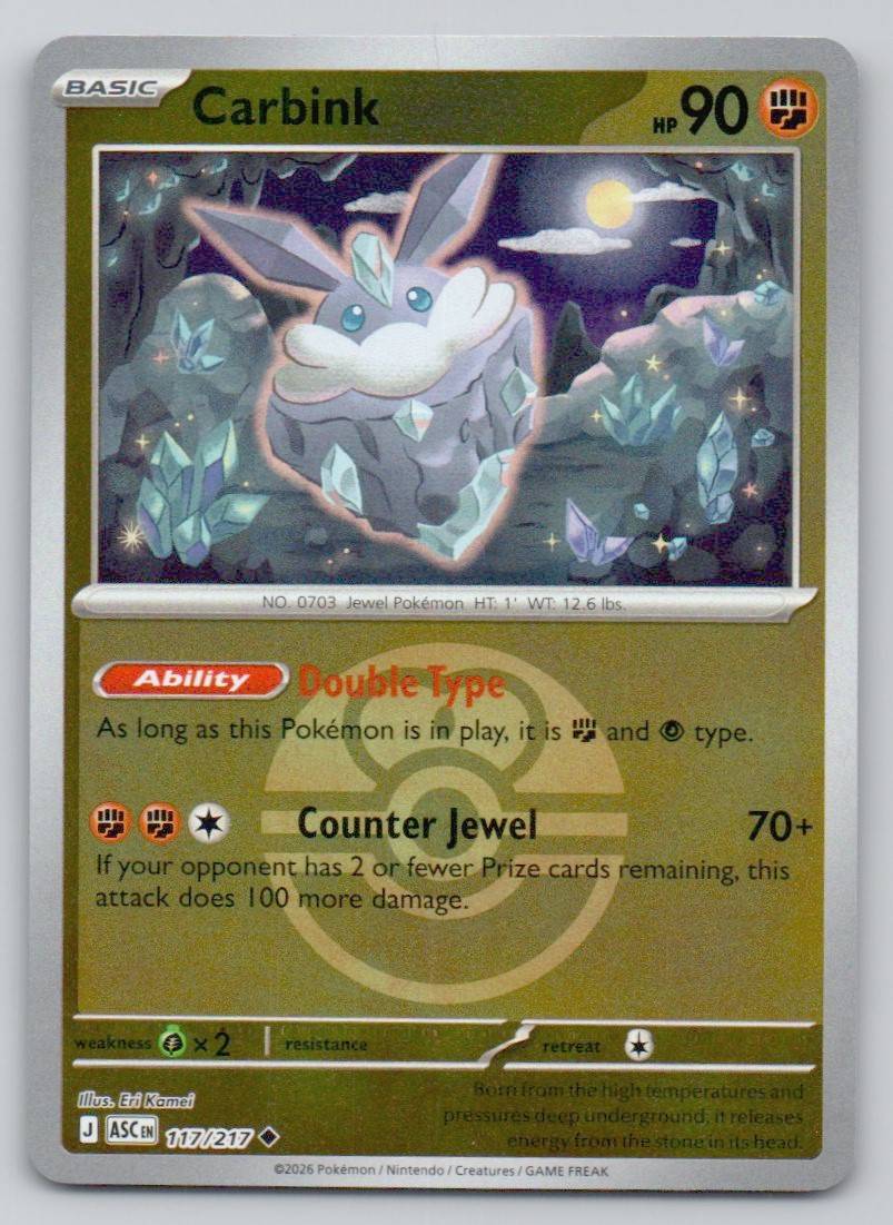 Carbink (Love Ball) 117 HOL Card - Ascended Heroes