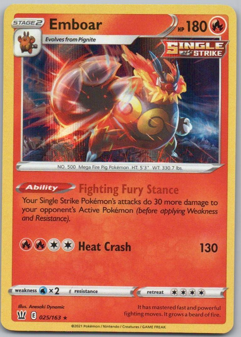 Emboar 025 Holo Fire Card - Battle Styles