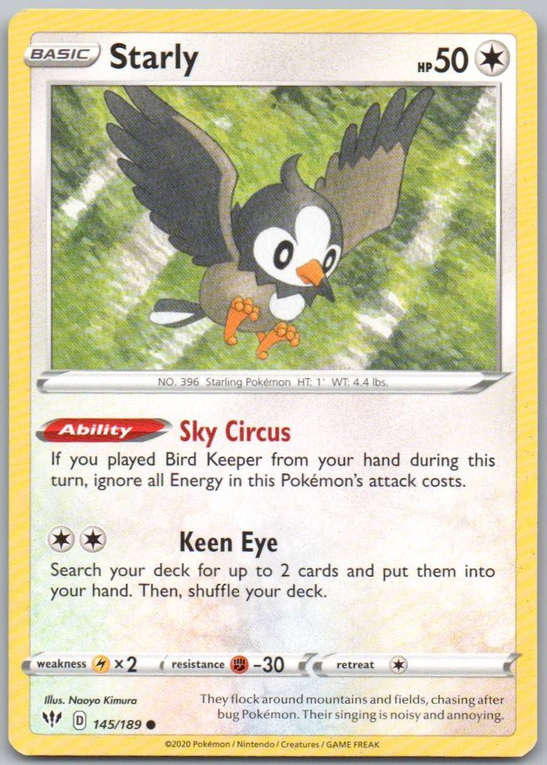 Starly 145 Normal Colorless Card - Darkness Ablaze