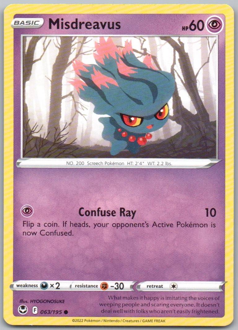 Misdreavus 063 Normal Psychic Card - Silver Tempest