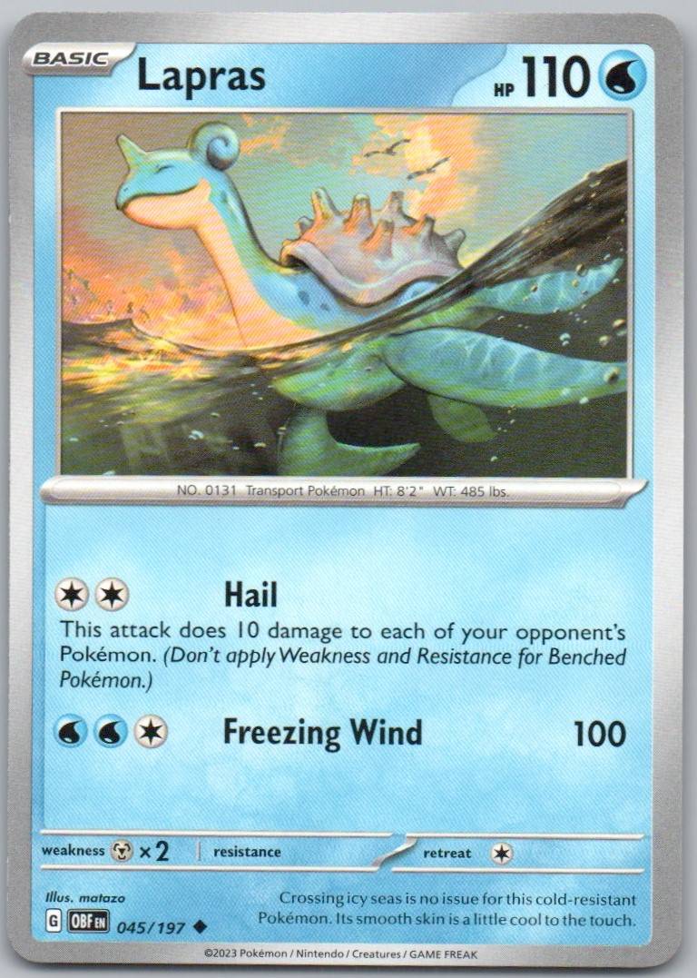 Lapras 045 Normal Water Card - Obsidian Flames