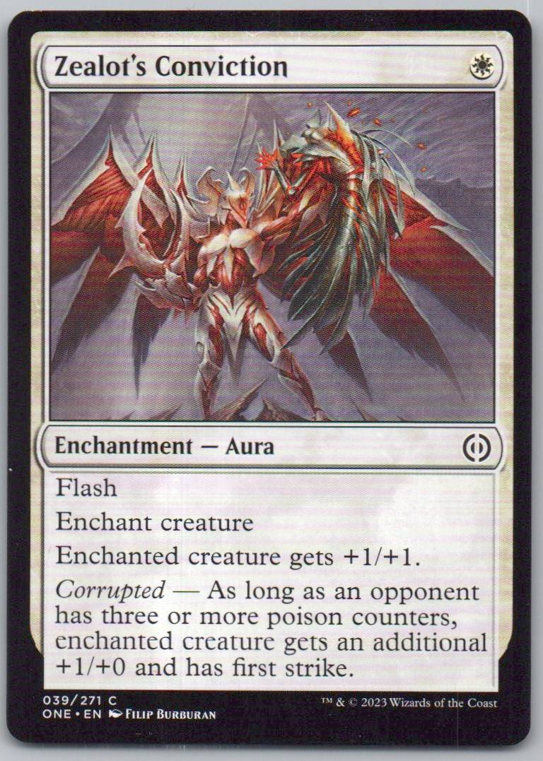 Zealot's Conviction 39 Normal Enchantment Card - Phyrexia: All Will Be One