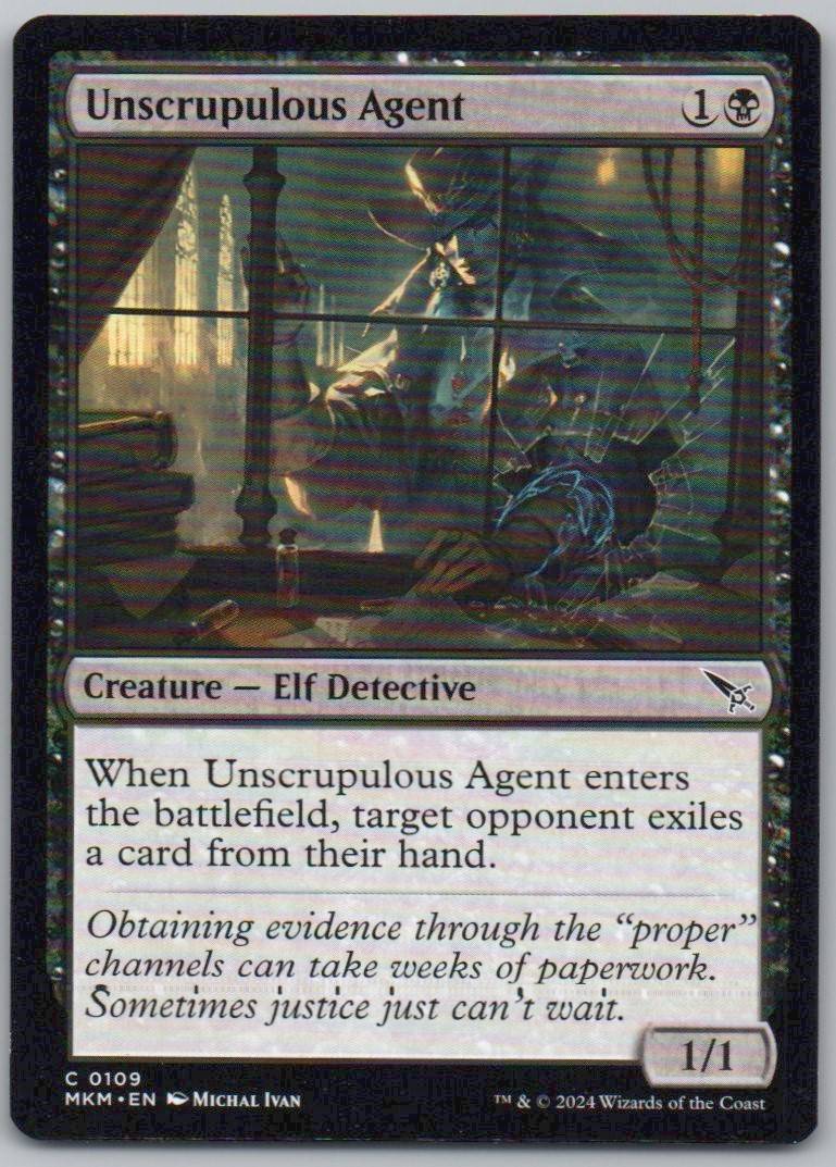 Unscrupulous Agent 109 Normal Creature Card - Murders at Karlov Manor