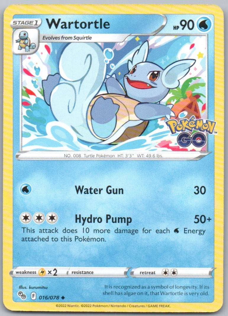 Wartortle 016 Normal Water Card - Pokemon GO