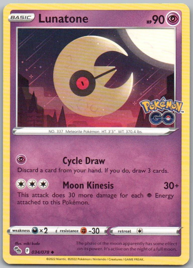 Lunatone 034 Normal Psychic Card - Pokemon GO
