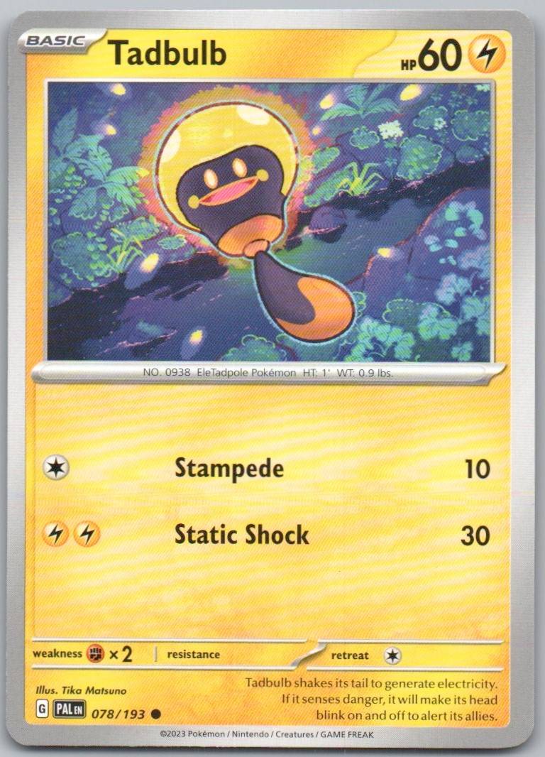 Tadbulb 078 Normal Lightning Card - Paldea Evolved