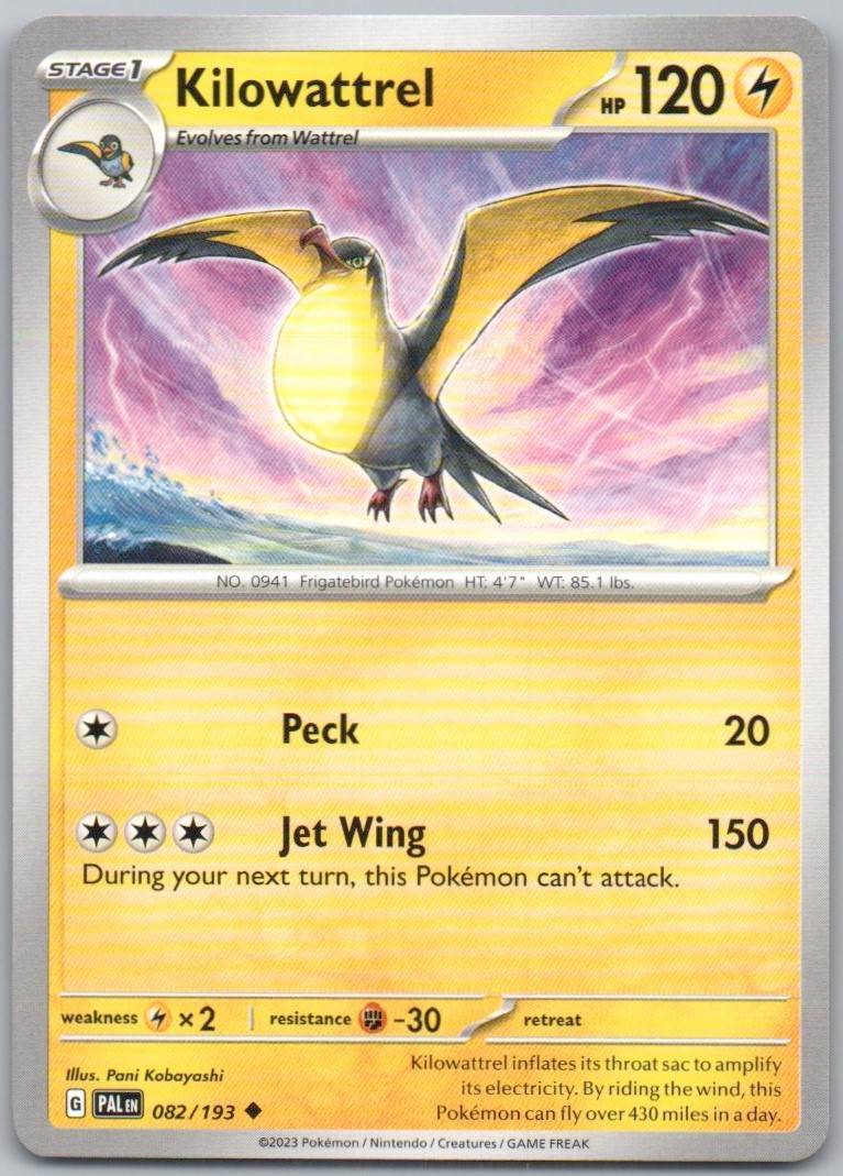 Kilowattrel 082 Normal Lightning Card - Paldea Evolved
