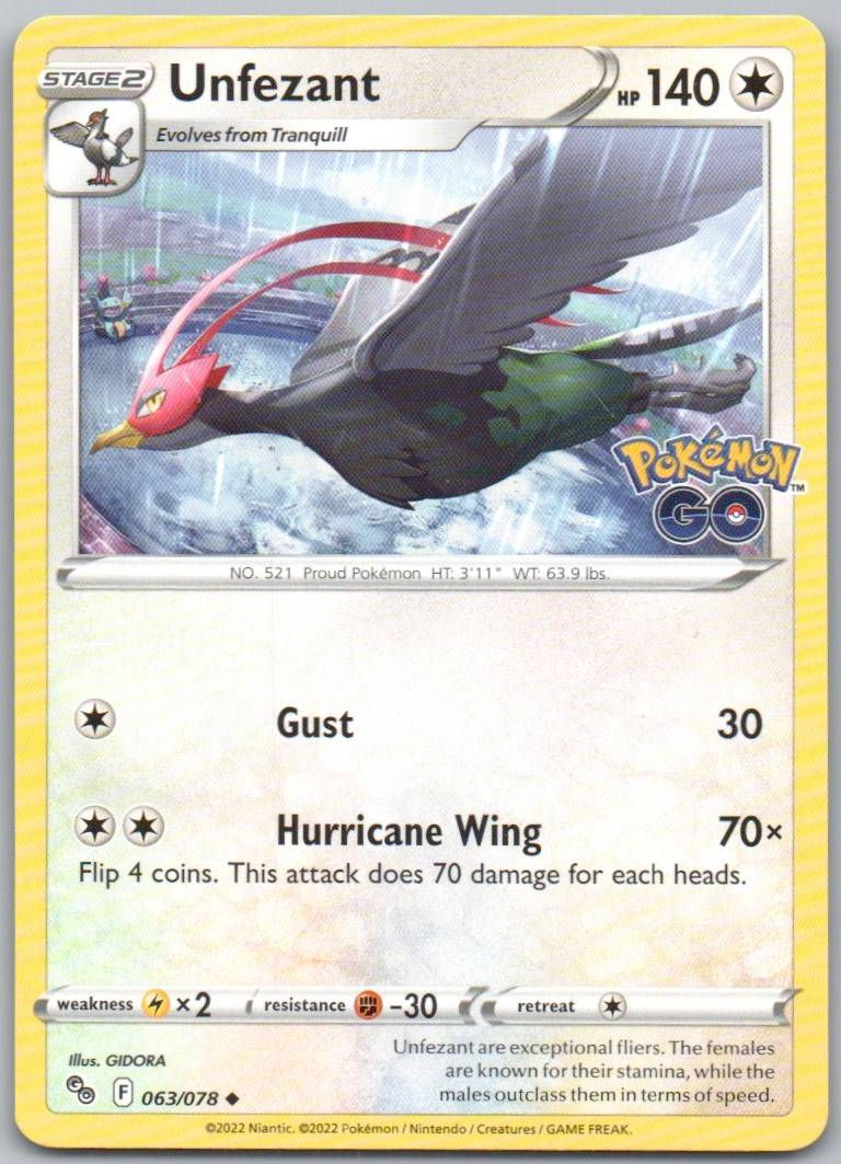 Unfezant 063 Normal Colorless Card - Pokemon GO