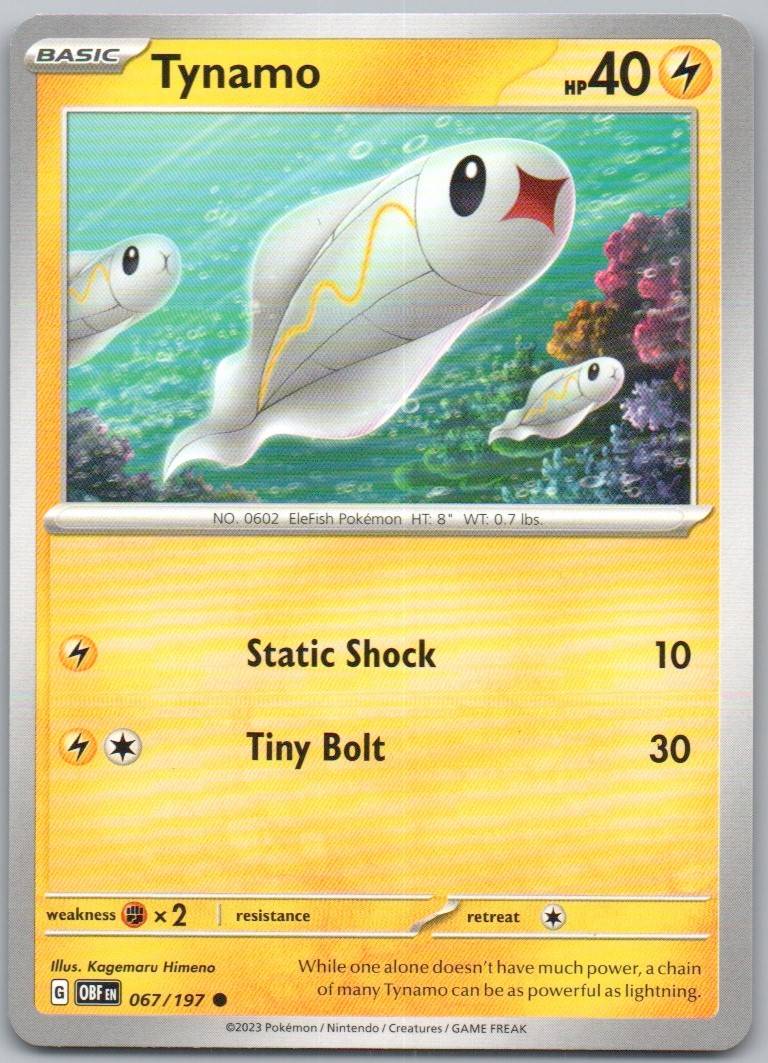 Tynamo 067 Normal Lightning Card - Obsidian Flames