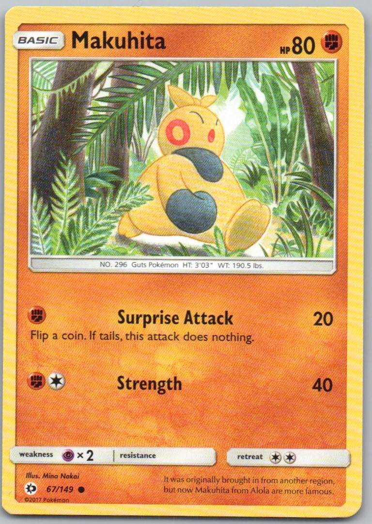 Makuhita 67 Normal Fighting Card - Sun & Moon Base