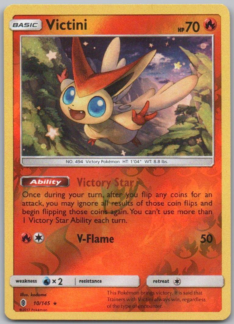 Victini 10 Reverse Holo Fire Card - Guardians Rising