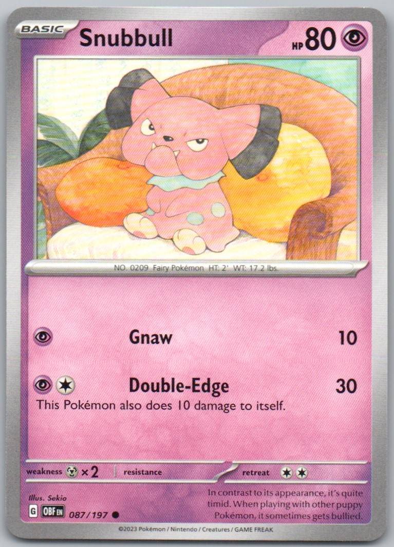 Snubbull 087 Normal Psychic Card - Obsidian Flames