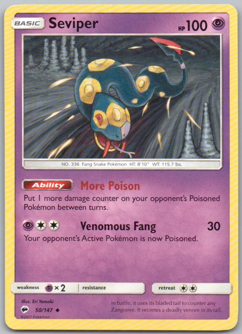 Seviper 50 Normal Psychic Card - Burning Shadows