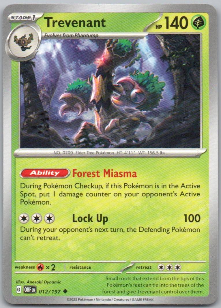 Trevenant 012 Normal Grass Card - Obsidian Flames