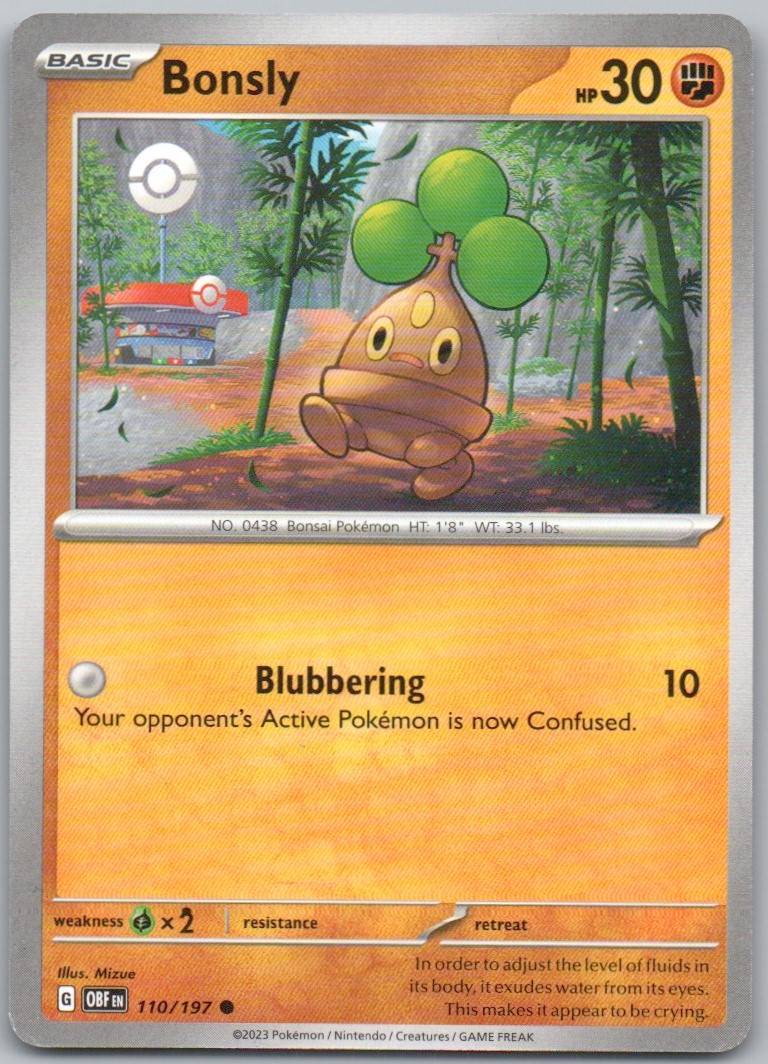 Bonsly 110 Normal Fighting Card - Obsidian Flames