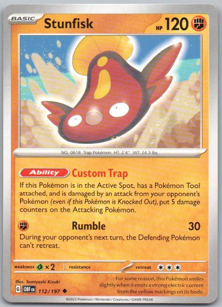 Stunfisk 112 Normal Fighting Card - Obsidian Flames
