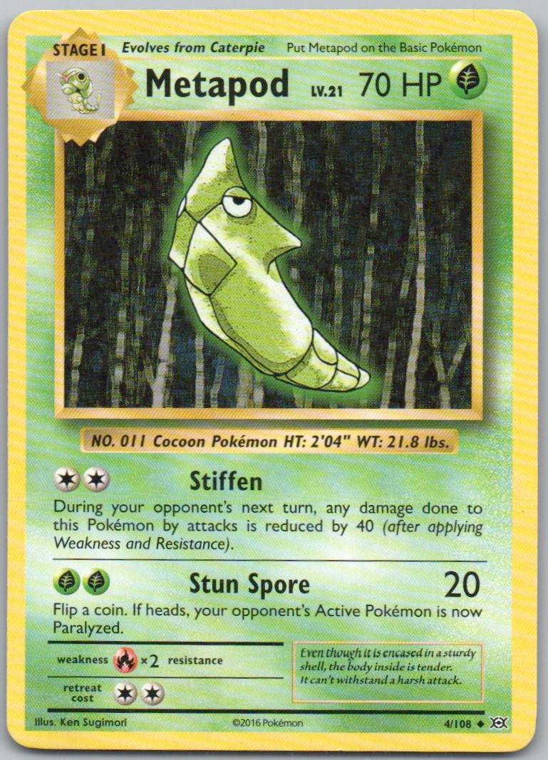 Metapod 004 Normal Grass Card - Evolutions