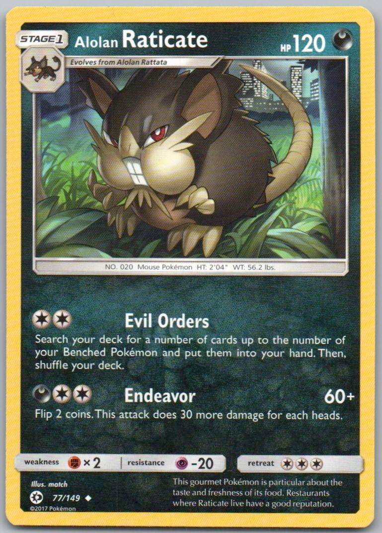 Alolan Raticate 77 Normal Darkness Card - Sun & Moon Base