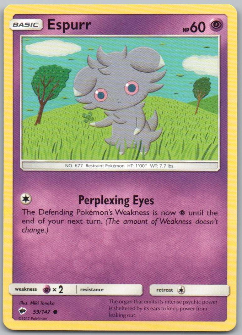 Espurr 59 Normal Psychic Card - Burning Shadows