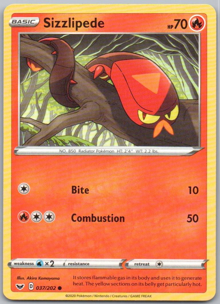 Sizzlipede 037 Normal Fire Card - Sword & Shield