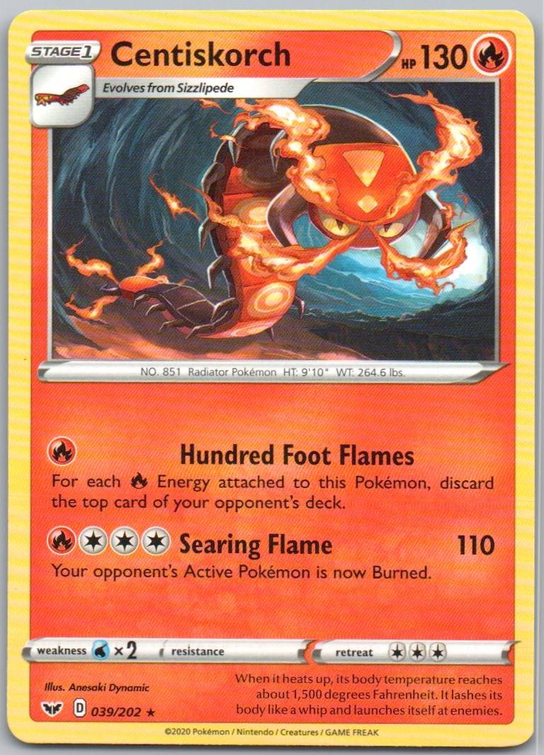 Centiskorch 039 Normal Fire Card - Sword & Shield