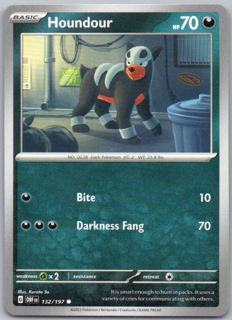 Houndour 132 Normal Darkness Card - Obsidian Flames