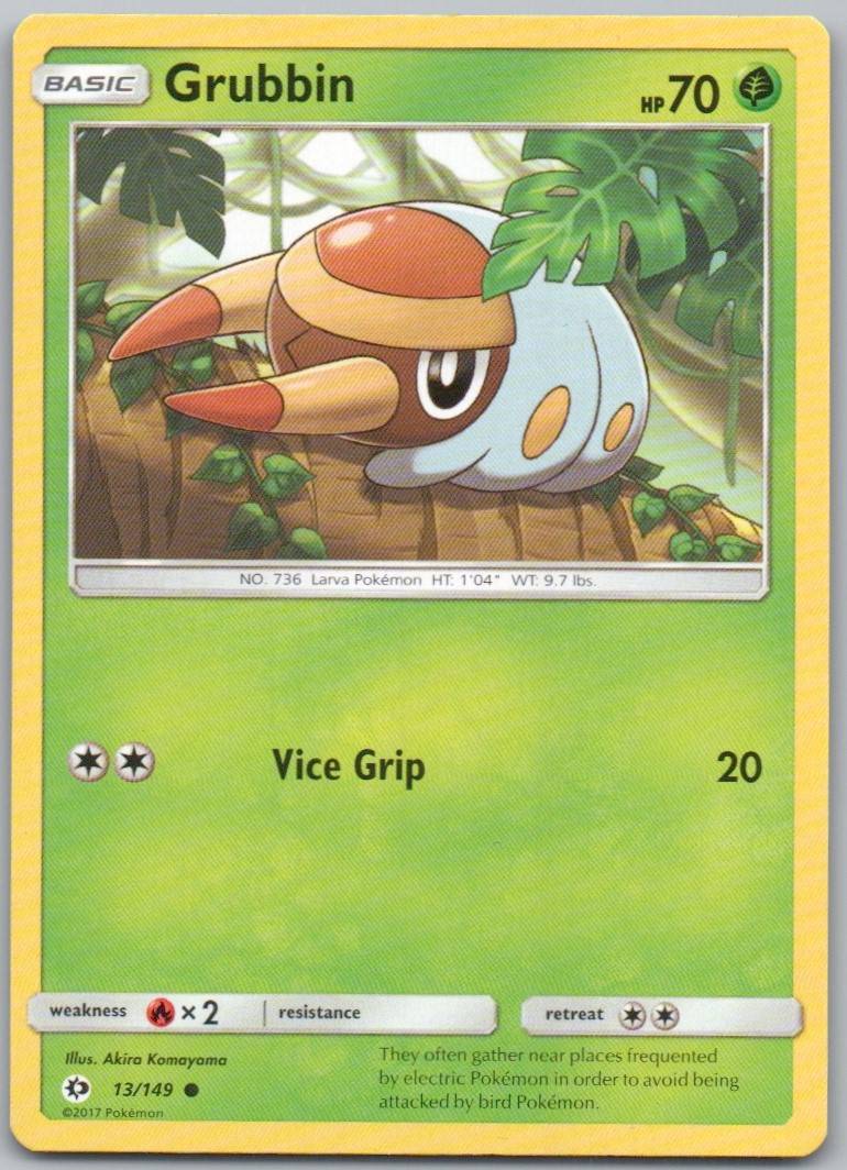 Grubbin 13 Normal Grass Card - Sun & Moon Base