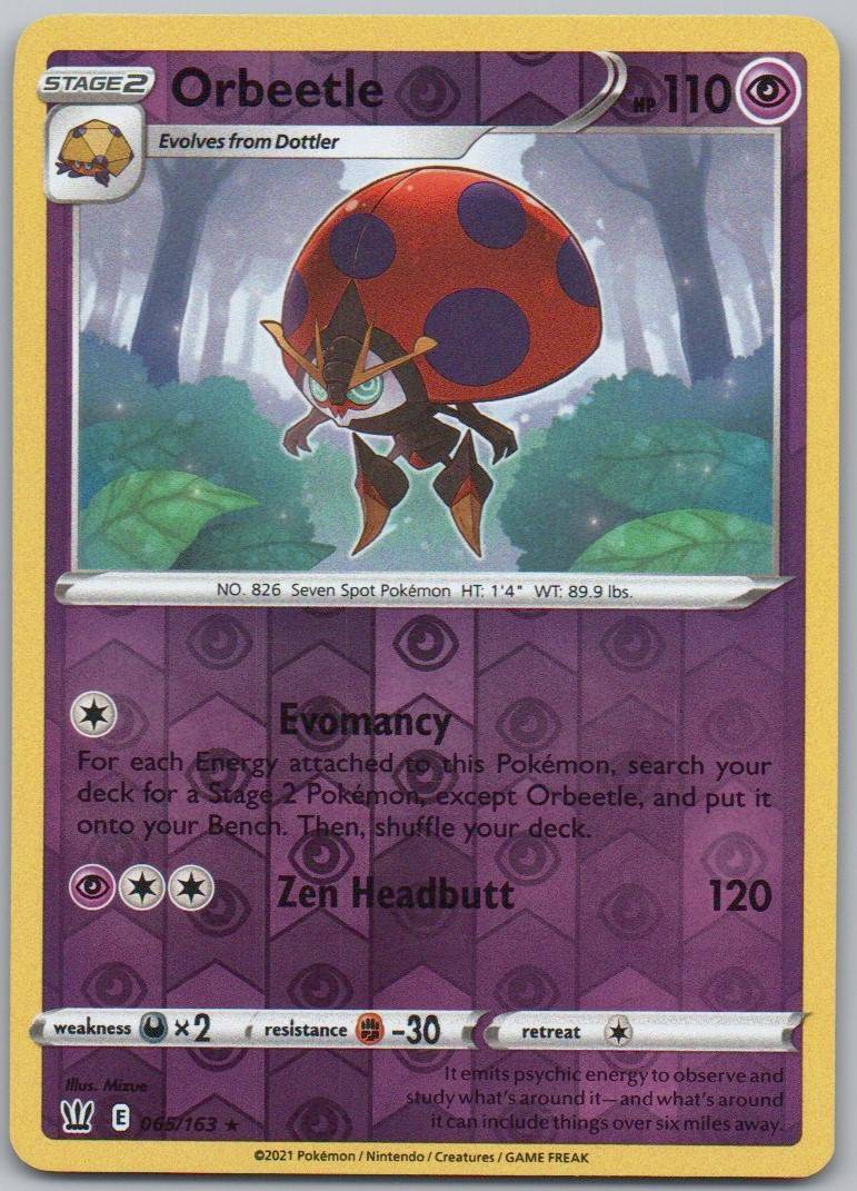 Orbeetle 065 Reverse Holo Psychic Card - Battle Styles