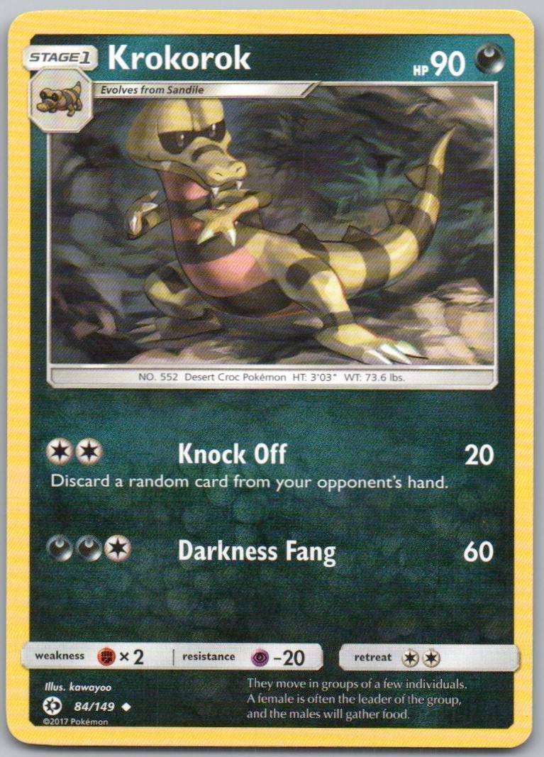 Krokorok 84 Normal Darkness Card - Sun & Moon Base
