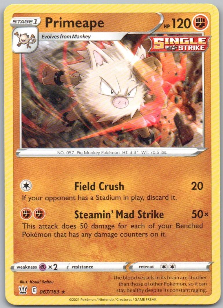 Primeape 067 Normal Fighting Card - Battle Styles