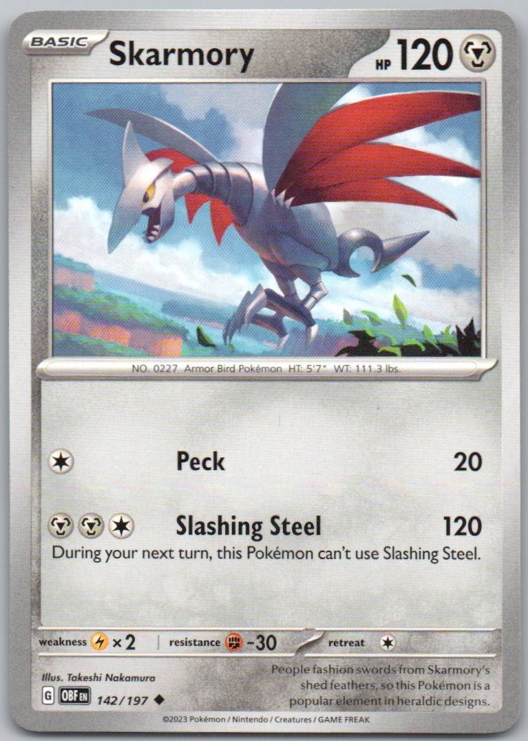 Skarmory 142 Normal Metal Card - Obsidian Flames