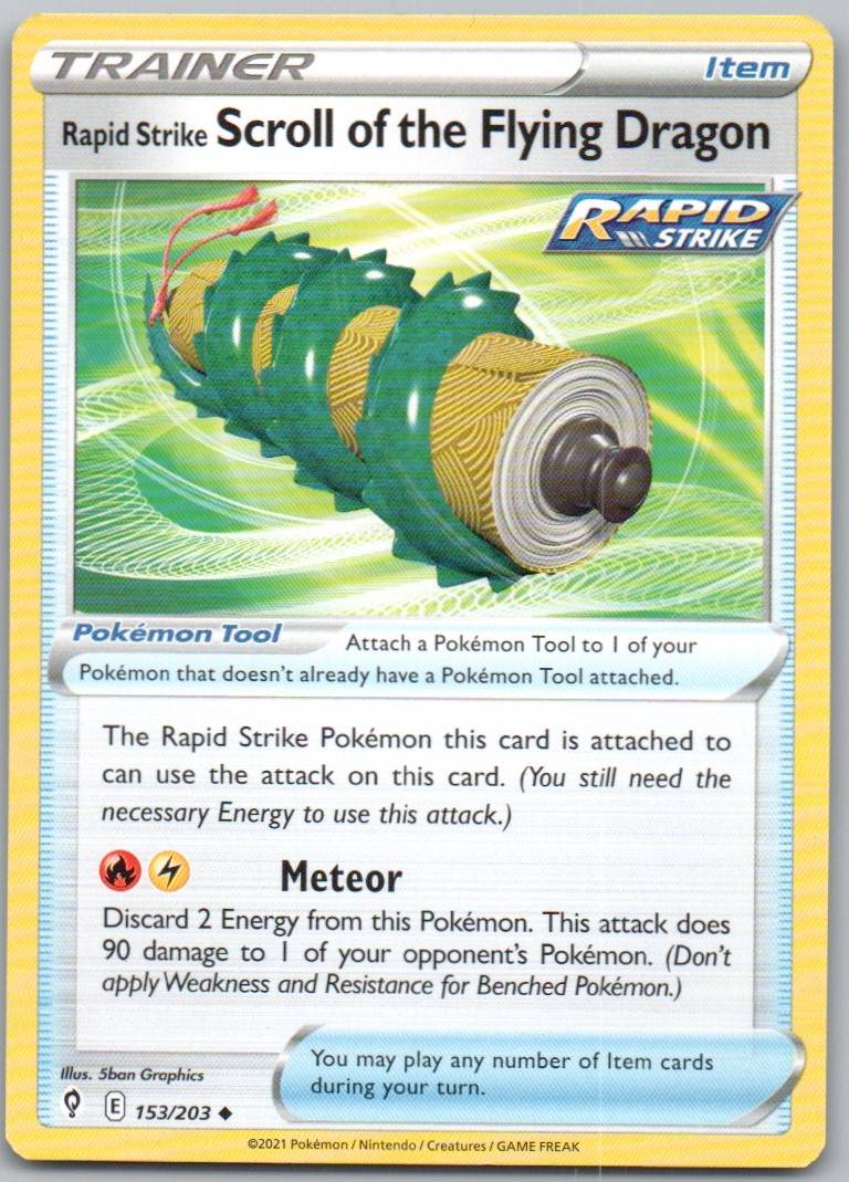 Rapid Strike Scroll of the Flying Dragon 153 Normal Trainer Card - Evolving Skies