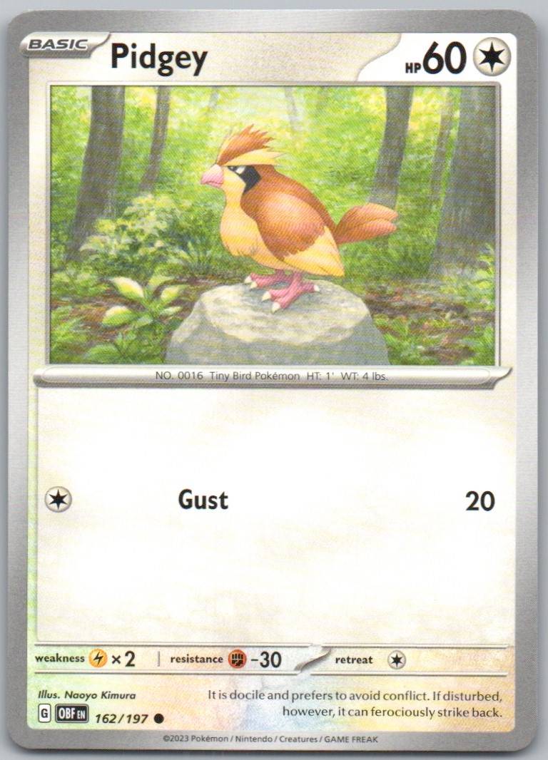 Pidgey 162 Normal Colorless Card - Obsidian Flames