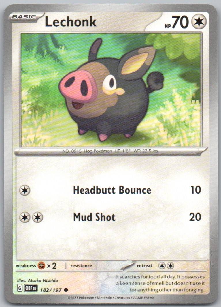 Lechonk 182 Normal Colorless Card - Obsidian Flames