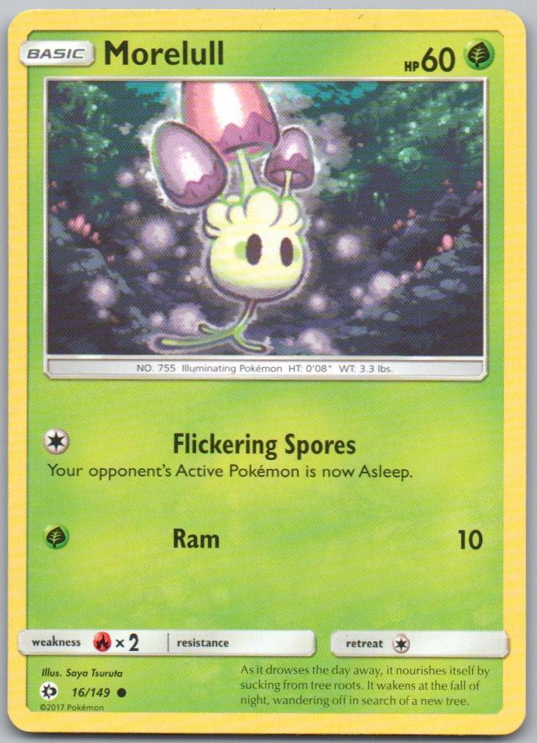 Morelull 16 Normal Grass Card - Sun & Moon Base