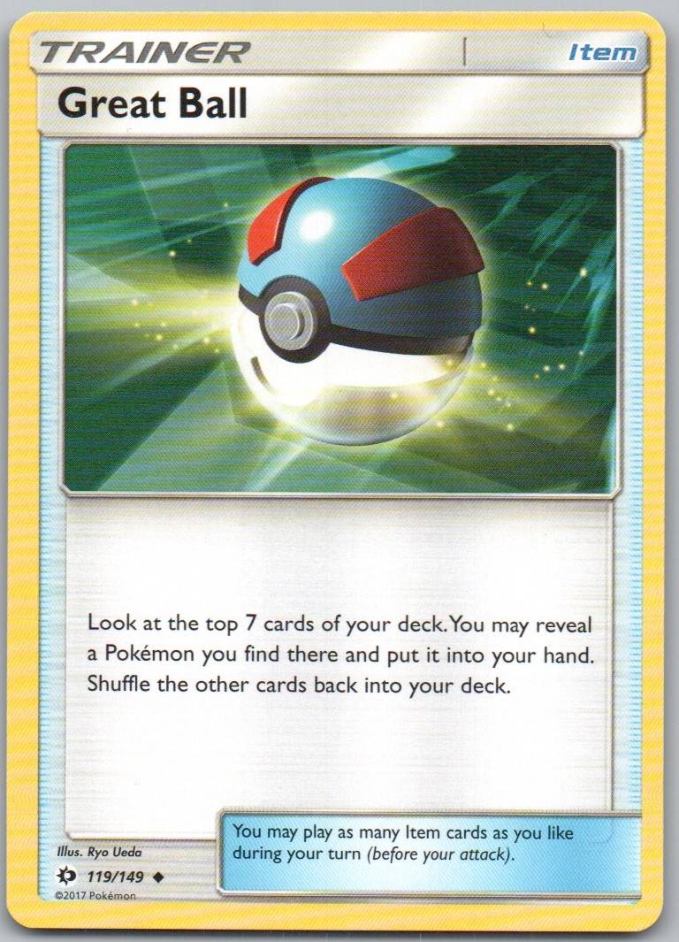 Great Ball 119 Normal Trainer Card - Sun & Moon Base