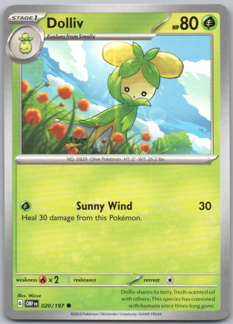 Dolliv 020 Normal Grass Card - Obsidian Flames