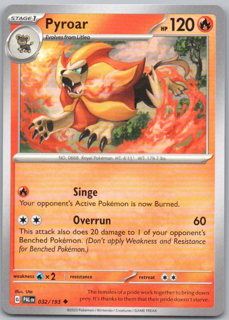 Pyroar 032 Normal Fire Card - Paldea Evolved