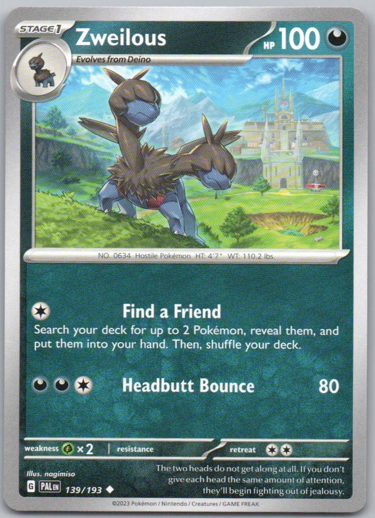 Zweilous 139 Normal Darkness Card - Paldea Evolved