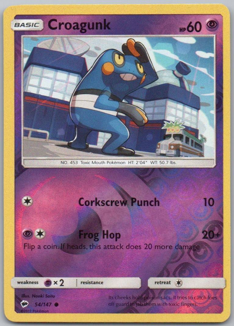 Croagunk 54 Reverse Holo Psychic Card - Burning Shadows