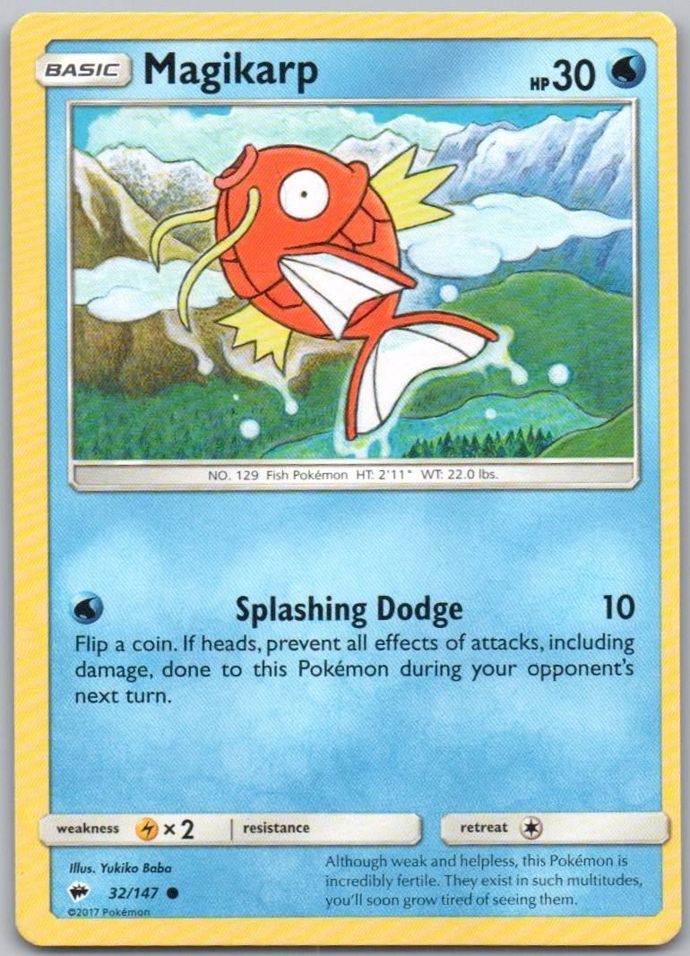 Magikarp 32 Normal Water Card - Burning Shadows