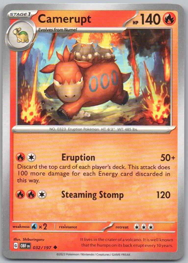 Camerupt 032 Normal Fire Card - Obsidian Flames