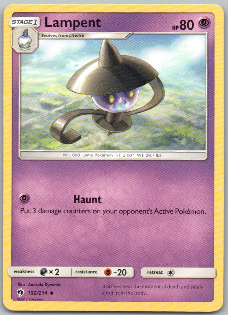 Lampent 102 Normal Psychic Card - Lost Thunder