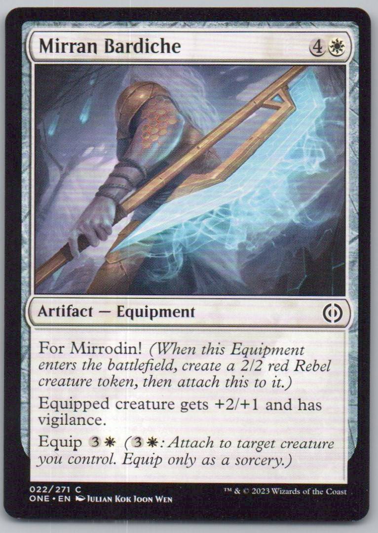 Mirran Bardiche 22 Normal Artifact Card - Phyrexia: All Will Be One