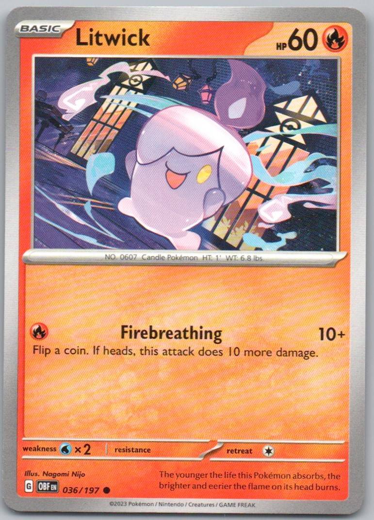 Litwick 036 Normal Fire Card - Obsidian Flames