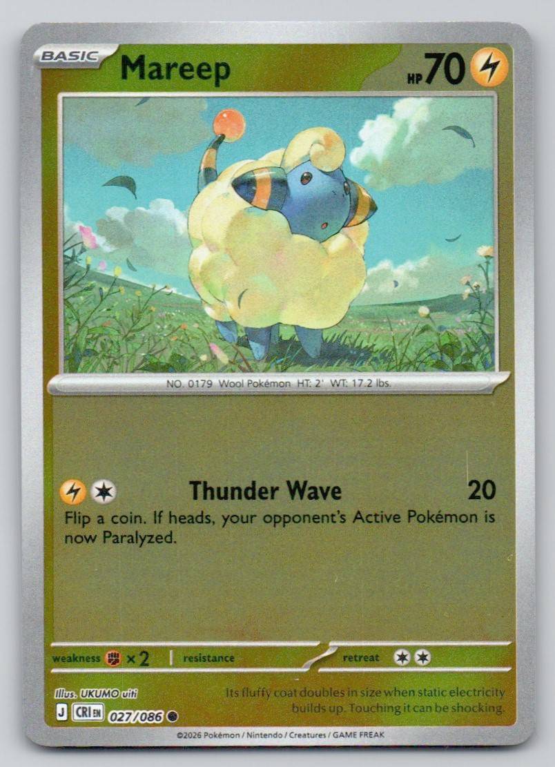 Mareep 027 HOL Card - ME04: Chaos Rising