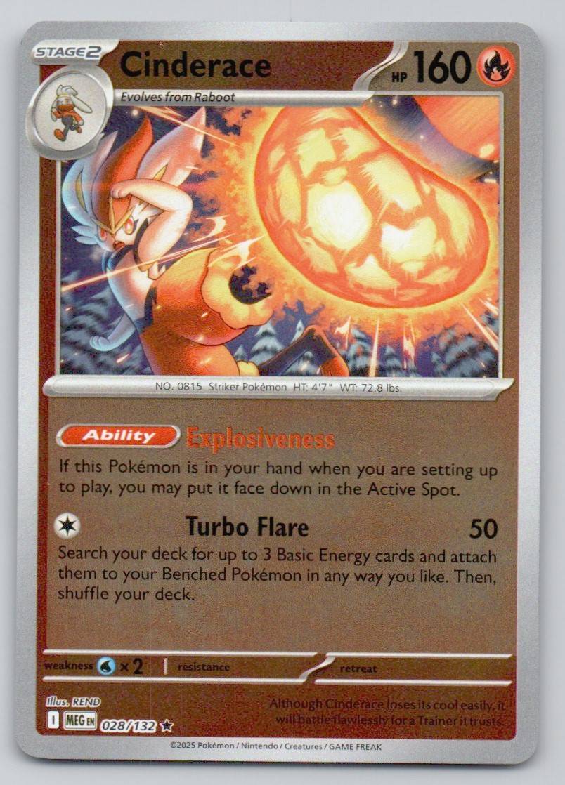 Cinderace 028 REV Card - Mega Evolution