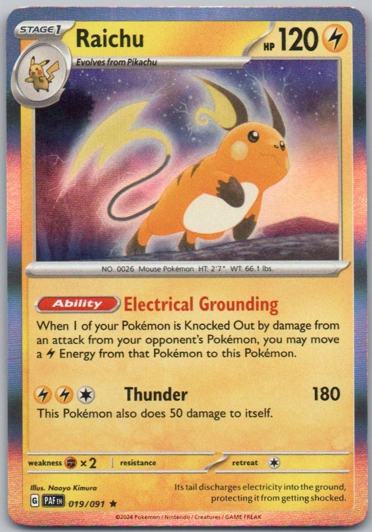 Raichu 019 NOR Card - Paldean Fates